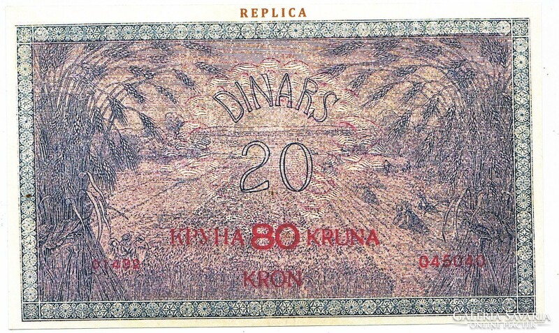 Jugoszlávia 80 korona 1919 REPLIKA UNC