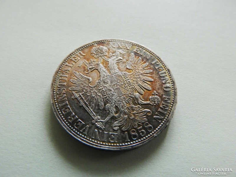 1858 Silver vereinsthaler 1.5 florin forint gulden József Ferenc with rich patina rare (iu2)
