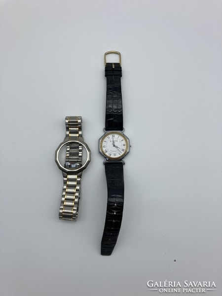 Women's wristwatch with replaceable metal and leather strap
