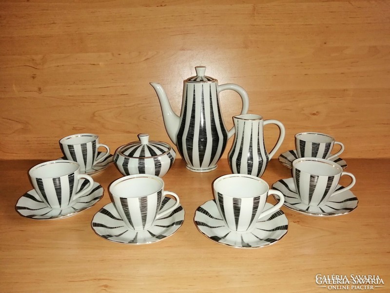Extremely rare art deco marked porcelain white black striped coffee set