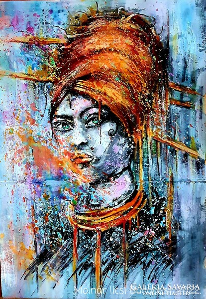 Molnár Ilcsi  - "  Színes Afrikás 13. - Színesőben " - saját kézi festés