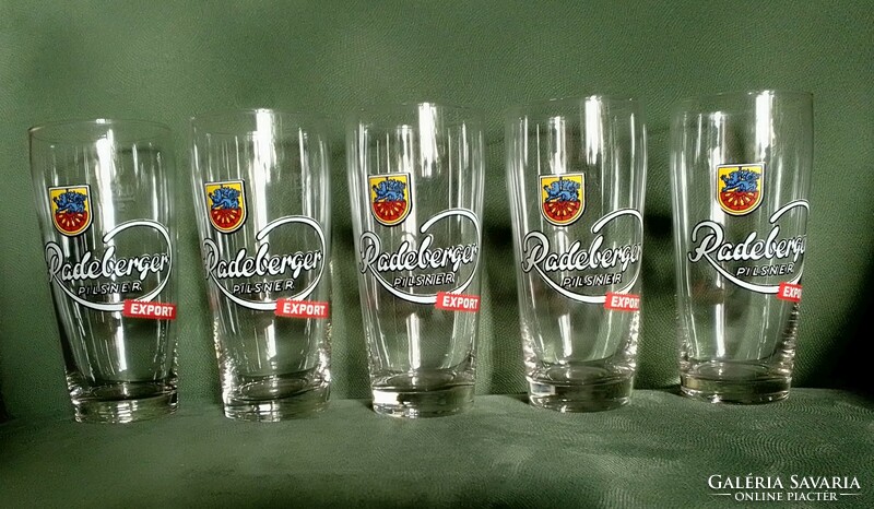 5 darabos régi retro Radeberger Pilsner Export fújt üveg sörös pohár készlet hibátlan 0,25 dl