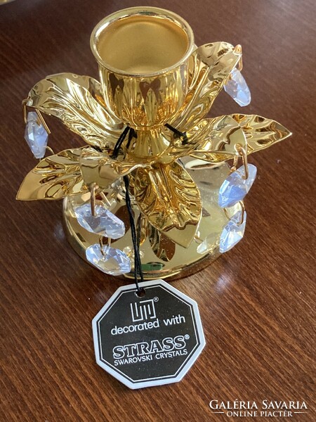 Special swarovski crystal gold-plated candle holder
