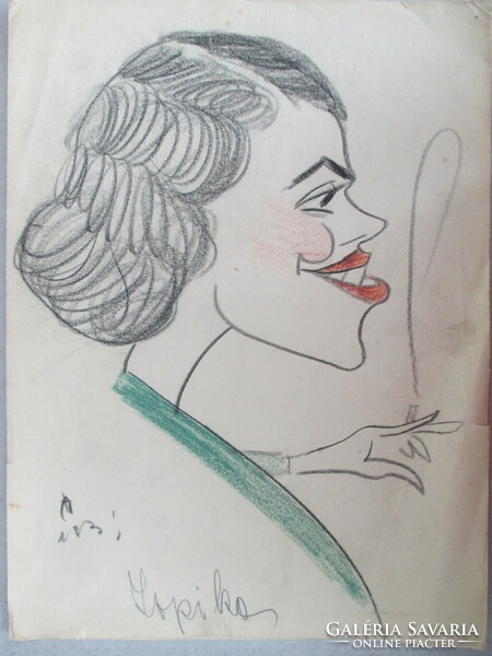Art deco karikatúra 1931-ből: fiatal nő cigarettával. Ismeretlen alkotó.