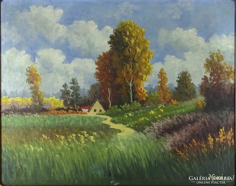 1L343 blacksmith i. Labeled: autumn landscape with farm