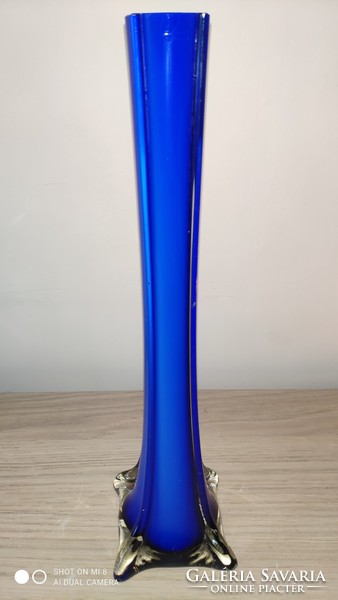 Kobalt kék kétrétegű üveg váza