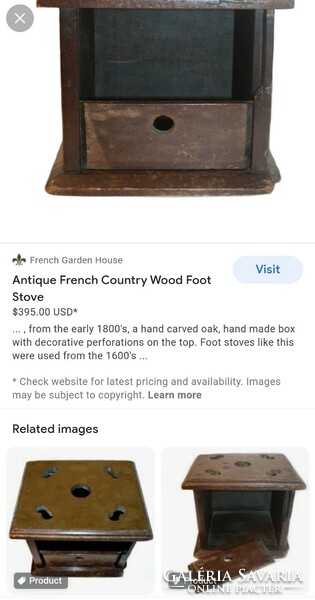 Csodaszép, holland egyedi, kézi festésű, régi, fa lábmelegítő. 25x20x18 cm antique dutch foot warmer