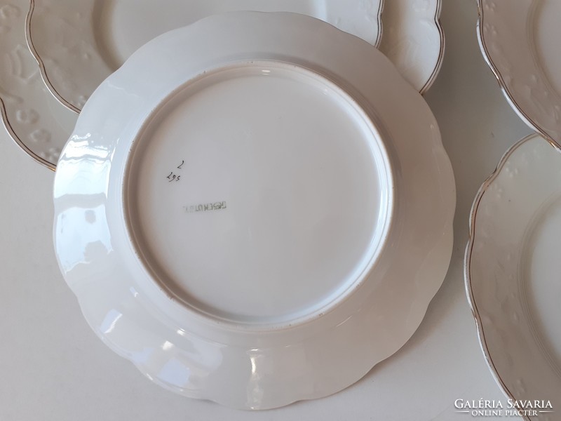 Old Art Nouveau white porcelain protected flat plate tableware plate 7 pcs