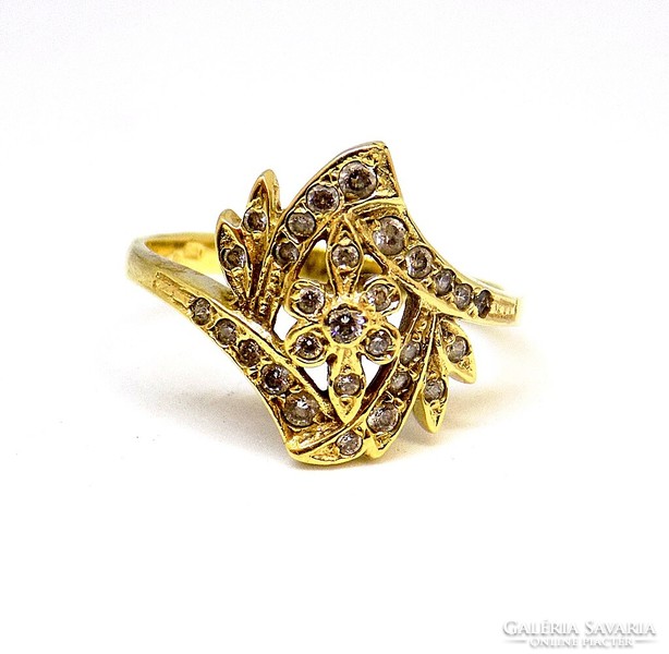 Köves virágos arany gyűrű (ZAL-Au106238)