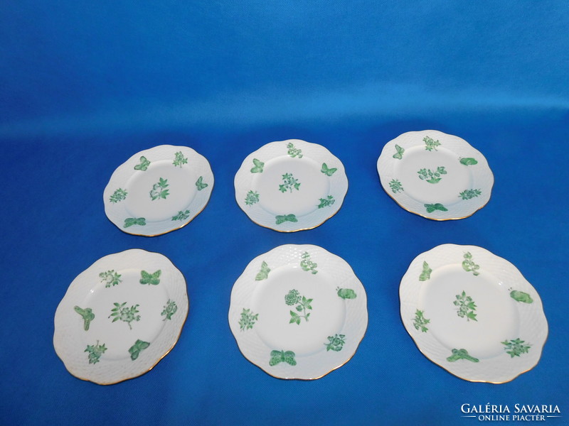 Set of 6 cookie plates with green Victoria pattern from Herend