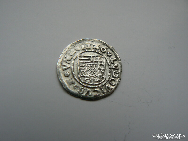 II. Louis (1516-1526) silver denarius 1526 k-b (Körmöczbánya) éh 673, hussar 841, aunc, (diameter: 16 mm)