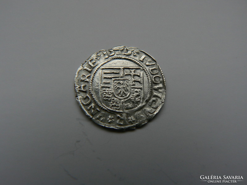 II. Louis (1516-1526) silver denarius 1525 k-b (Körmöczbánya) éh 673, hussar 841, aunc, (diameter: 16 mm)