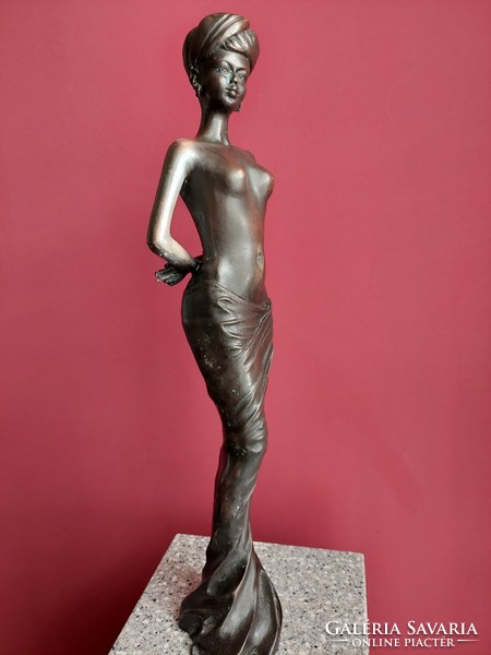 Bronze nude statue with turban