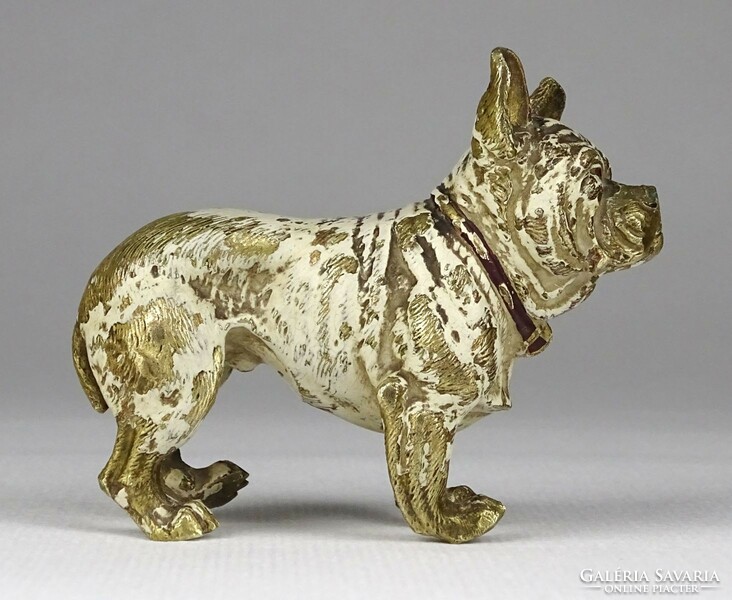 1L352 antique English bulldog painted colored Viennese bronze statue 7.3 Cm