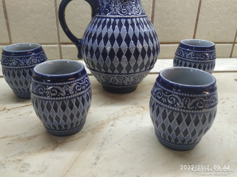 Ceramic drinking set for sale! Beautiful ceramic with a blue pattern