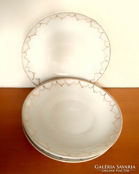 4 Antique marked Epiag Czech porcelain small plate cake plate set set fine gilded pattern