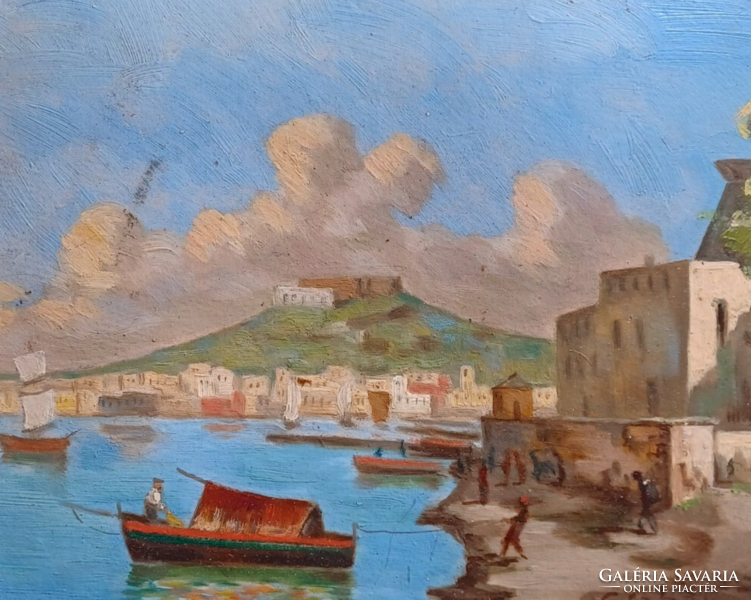 Csabay: Naples - oil painting (size with frame 36x32 cm)