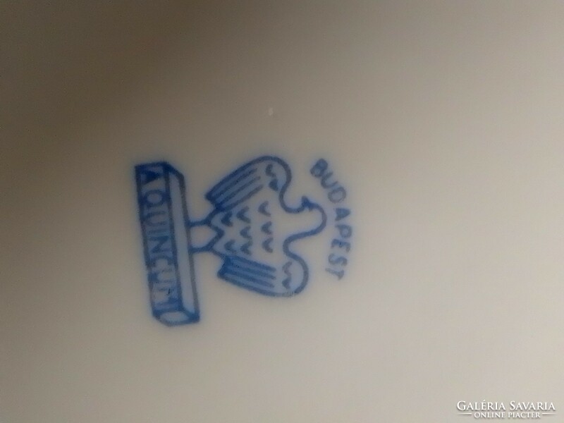 Old retro marked aquincum flower pattern two-handled porcelain sugar sauce bowl