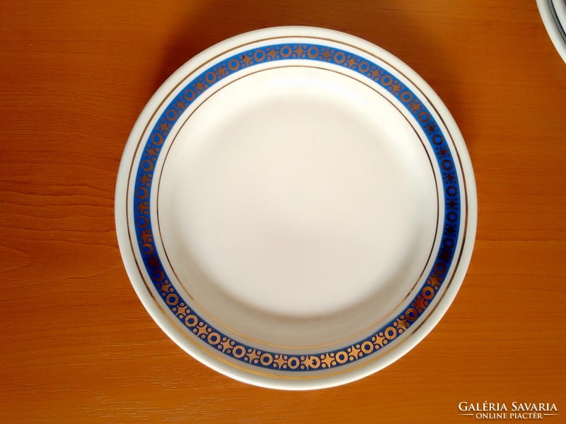6 darabos retro Alföldi porcelán kistányér süteményes tányér készlet szett kék-arany minta hibátlan