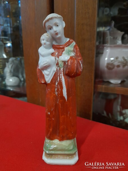 Old religious St. Antonius, St. Antal, porcelain statue. 18 Cm.