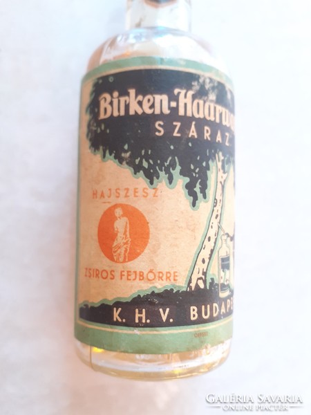 Retro KHV nyírfa hajszesz régi címkés hajápolós üveg palack
