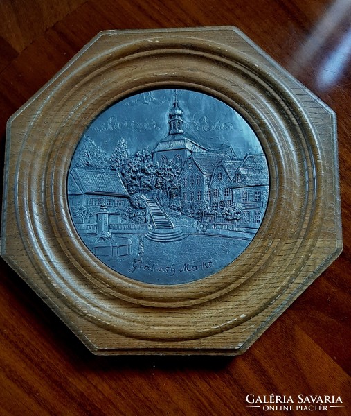 4647 - Pewter domed in a wooden frame