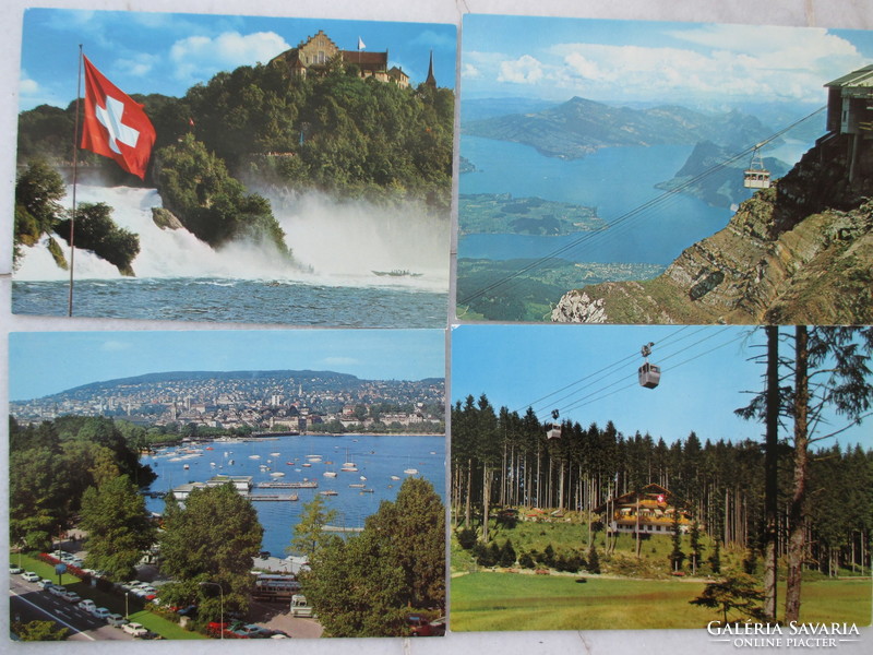 Svájci képes levelezőlapok csodás tájakról az 1960-as évek elejéről, 7 db.