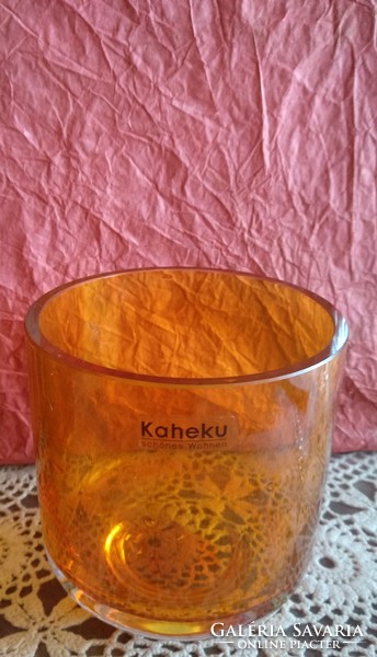Kaheku üveg mécsestartó nagyobb méretű, barna narancs zöld, ajánljon!