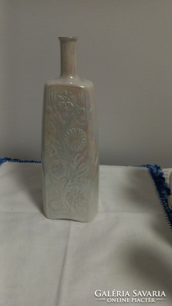 Hollóháza porcelán irizáló mázas butélia/italos üveg, jelzett,sorszámozott,sérülésmentes