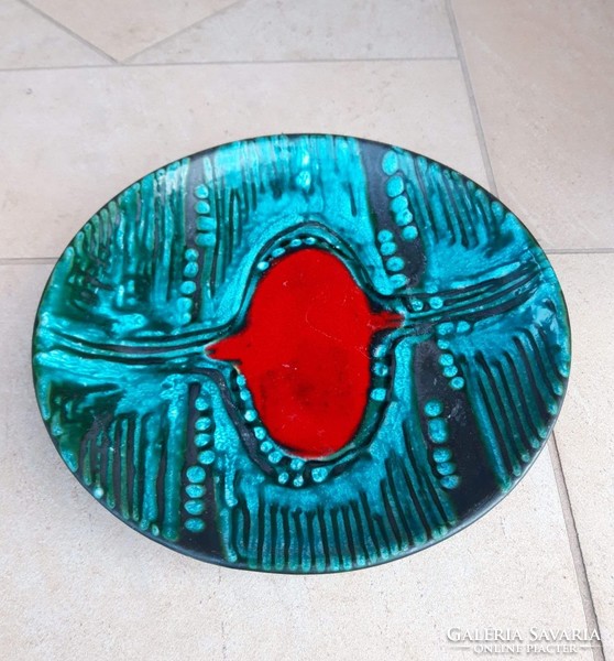 Retro applied art ceramic bowl green and red black color combination wall plate ination