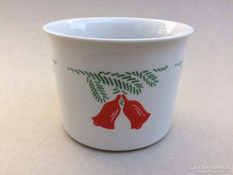 Retro Zsolnay porcelain Christmas pattern caspo old flowerpot red bell pattern