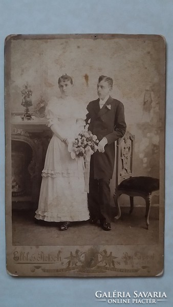 Antique wedding photo elbl and pietsch photographer budapest studio photo bride groom photo