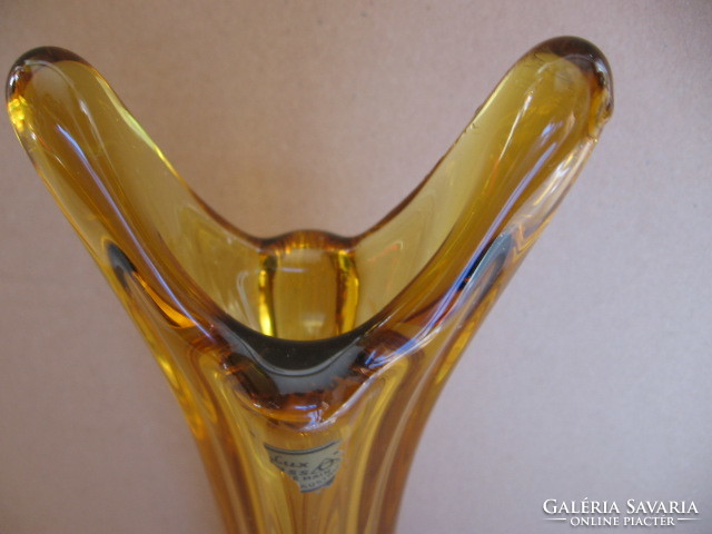 Art deco borostyán művészi váza Lux glass Austria