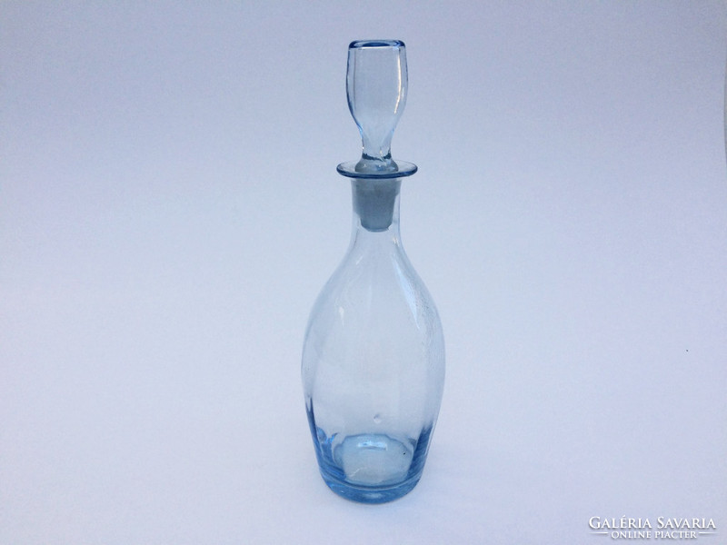 Régi italos dugós üveg kék likőrös pálinkás palack 24 cm
