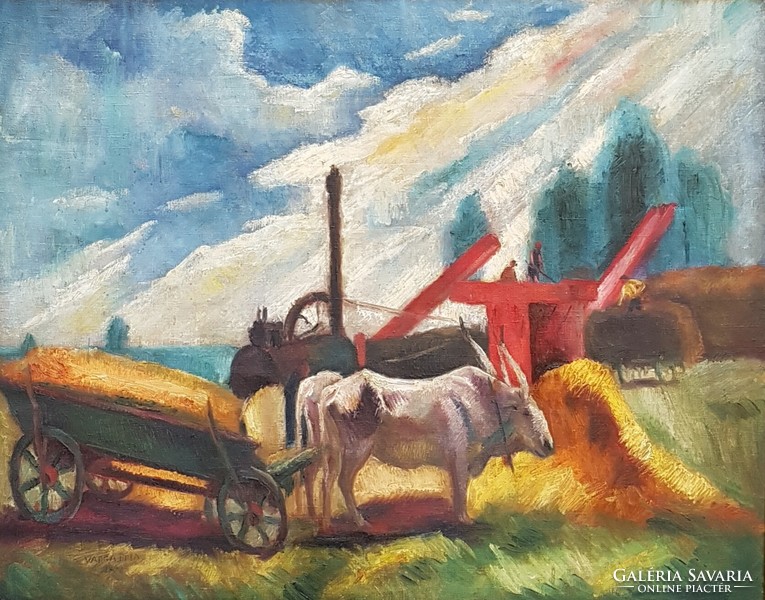 Mágori Varga Béla (1897-1998) : Aratás, 80x100 cm.