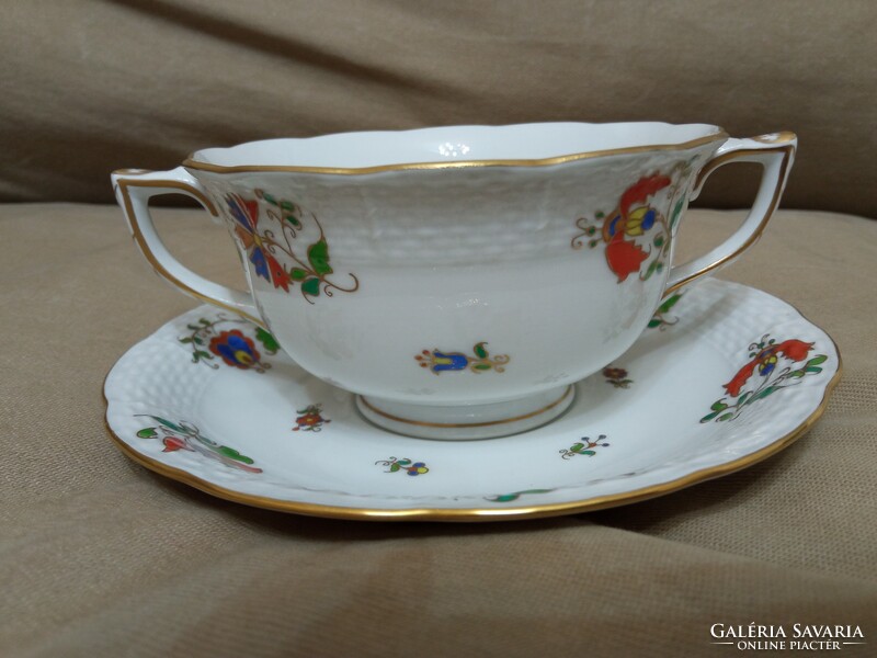 Herend Hungarian-style soup, tea cup and saucer, mho
