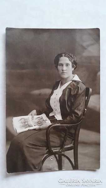 Régi képeslap vintage fotó női fénykép hölgy 1920 körül