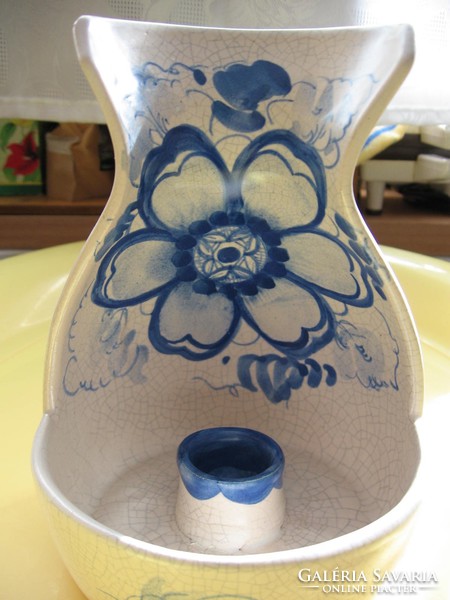 Blue floral shabby jug shape craft walking candlestick