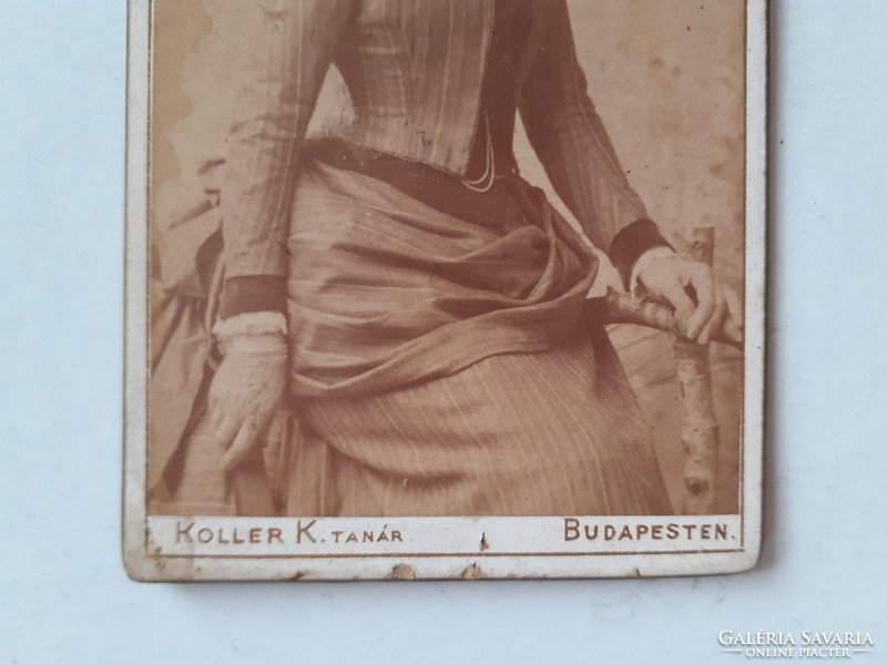 Antique female photo of Károly Koller photographer, Budapest studio old photo