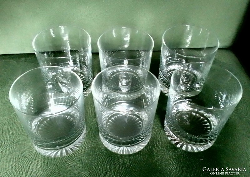 Set of six classic, elegant glass whiskey soda glasses