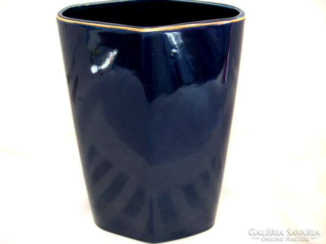 Retro  japán íriszes, vadkacsás cloisonne fekete váza