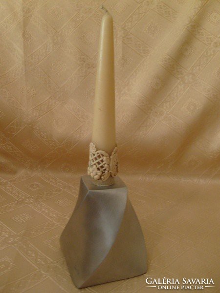 Art deco candle holder with original ornament candle + metal base + foot guard