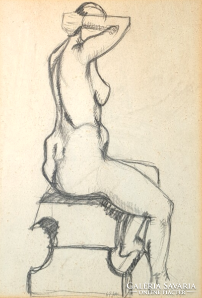Seated nude (pencil drawing, 44x35 cm with frame) 1967, 
