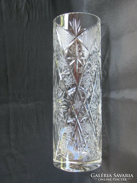 Crystal polished glass cylinder vase 30 cm