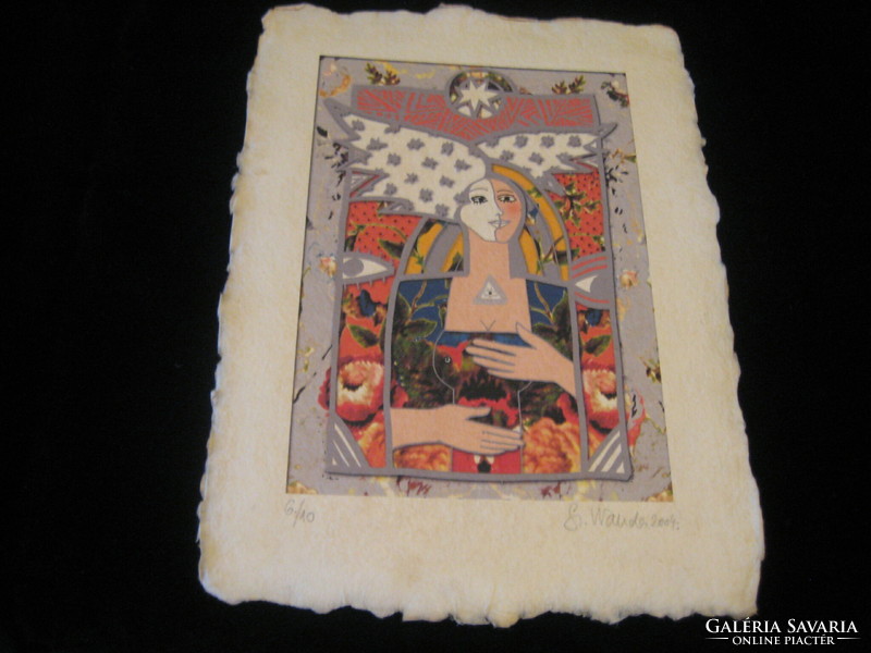 Sziksznián Wanda  2004- ben ,  szentendrei mártott papírra készült szép munkája  6 / 10 .