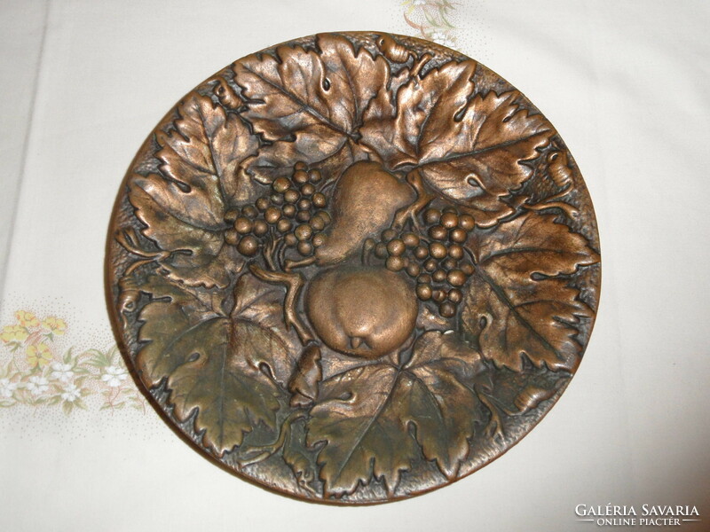 Red copper grape and fruit wall plate, decorative bowl