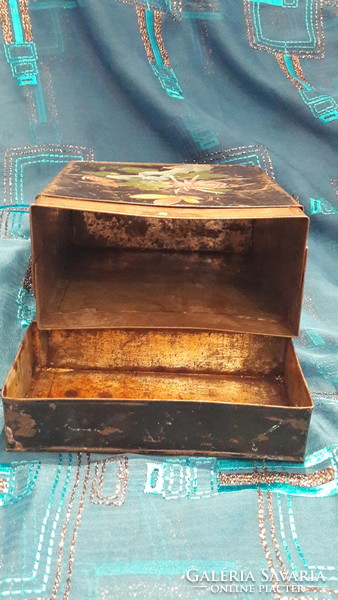 Antik keleti fém doboz, teás pléh doboz (M3160)