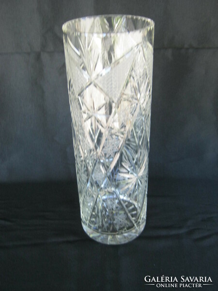 Kristály csiszolt üveg henger váza 30 cm