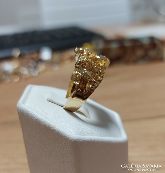 14K gold, special gold nugget ring