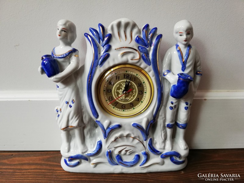 Páros figurás porcelán dekorációs kandalló óra
